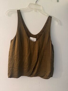 3.1 Phillip Lim Olive Brown Silk Scoop Neck Tank Size 0